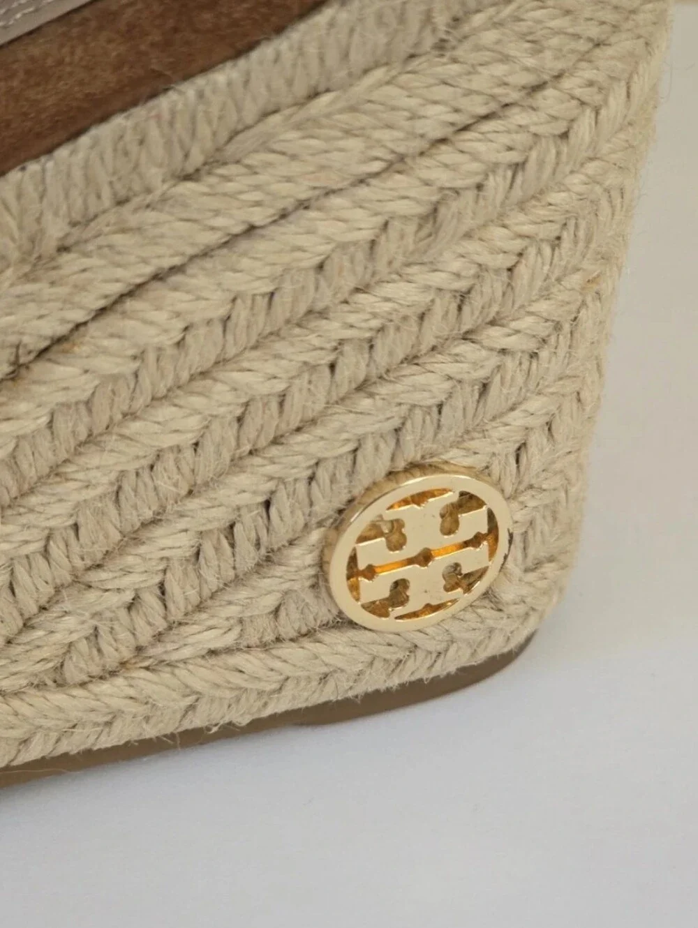 Tory Burch Bailey Suede Leather Espadrille Platform Wedge Brown 7 Ankle Straps
